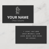 チェスレッスエレガントズミニマリストブラック&ホワイト 名刺 (正面/裏面)