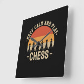 チェス保 – 静ま遊とチェス スクエア壁時計 (傾斜)