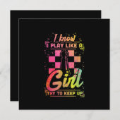 チェス女子 クイーン チェスフィールド チーム 少女のようにプレーしよう 招待状 (正面/裏面)