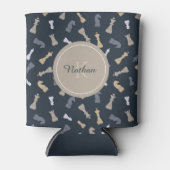 チェス姿男らしモノグラムイニシャル名ブルー 缶クーラー (正面)