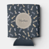 チェス姿男らしモノグラムイニシャル名ブルー 缶クーラー (裏面)