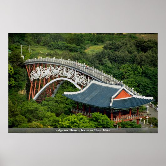 チェス島の橋と韓国の家 ポスター (正面)