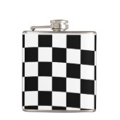 チェス市松模様にプのパターン白黒 フラスク (正面)