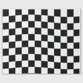 チェス市松模様にプのパターン白黒 ラッピングペーパー (フラット)