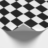 チェス市松模様にプのパターン白黒 ラッピングペーパー (角)