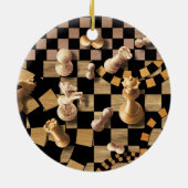 チェス抽象芸術アート – 木製質感 セラミックオーナメント (裏面)