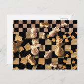 チェス抽象芸術アート – 木製質感 ポストカード (正面/裏面)