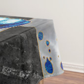 チェス抽象芸術アート – 青大理石 テーブルクロス (インサイチュ)