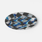 チェス抽象芸術アート – 青大理石 ペーパープレート (アングル)