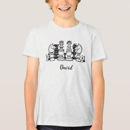 チェス柄のオーダーメイド子供用Tシャツ トライブレンドTシャツ (正面)