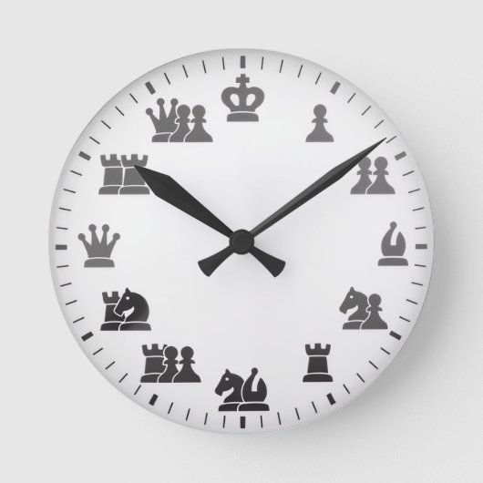 チェス柄ウォールクロック ラウンド壁時計 (正面)