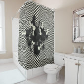 チェス盤および3D駒の構成 シャワーカーテン (インサイチュ)