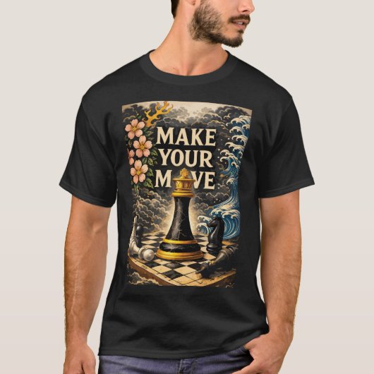 チェス盤で一手を打つ、成功のモチベーション Tシャツ (正面)