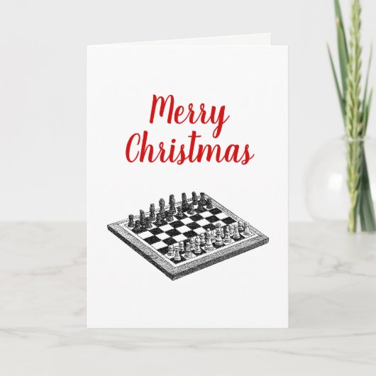 チェス盤とチェスの駒のヴィンテージアート クリスマス (正面)