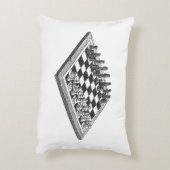 チェス盤とチェス駒のヴィンテージアート アクセントクッション (裏面(縦))