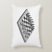 チェス盤とチェス駒のヴィンテージアート アクセントクッション (正面(垂直))