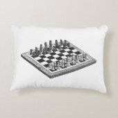 チェス盤とチェス駒のヴィンテージアート アクセントクッション (裏面)