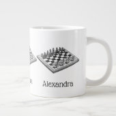 チェス盤とチェス駒のヴィンテージアート ジャンボコーヒーマグカップ (右)
