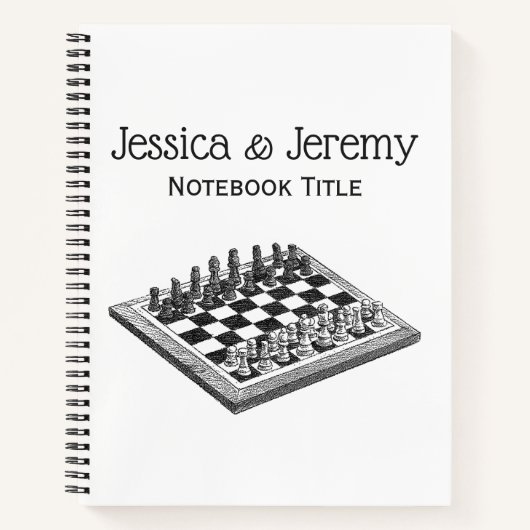チェス盤とチェス駒のヴィンテージアート ノートブック (正面)