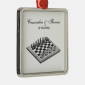 チェス盤とチェス駒のヴィンテージアート メタルオーナメント (右)