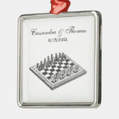 チェス盤とチェス駒のヴィンテージアート メタルオーナメント (左)