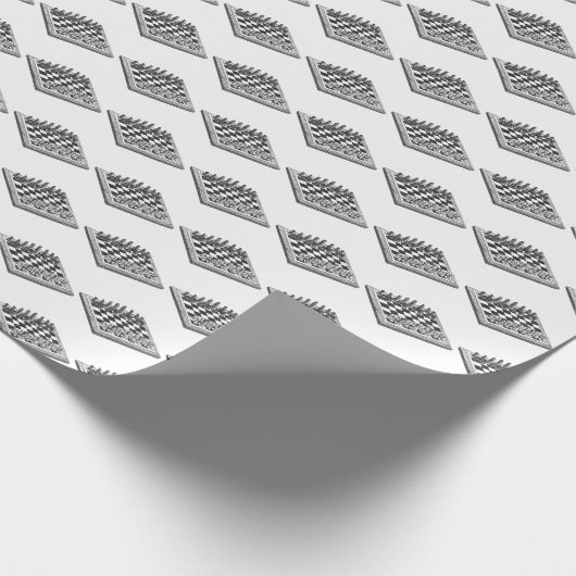 チェス盤とチェス駒のヴィンテージアート ラッピングペーパー (角)