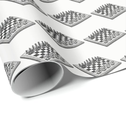 チェス盤とチェス駒のヴィンテージアート ラッピングペーパー (ロールコーナー)