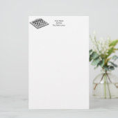 チェス盤とチェス駒のヴィンテージアート 便箋 (スタンド正面)