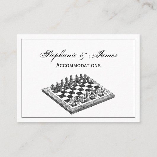 チェス盤とチェス駒のヴィンテージアート 名刺 (正面)