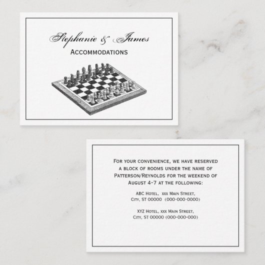 チェス盤とチェス駒のヴィンテージアート 名刺 (正面/裏面)