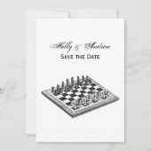 チェス盤とチェス駒のヴィンテージアート 招待状 (正面)