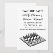 チェス盤とチェス駒のヴィンテージアート 招待状 (正面/裏面)