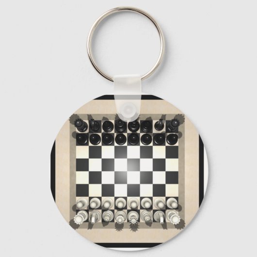 チェス盤とチェス駒： キーホルダー (正面)