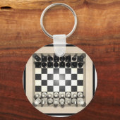 チェス盤とチェス駒： キーホルダー (正面)