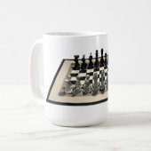 チェス盤とチェス駒： コーヒーマグカップ (正面左)