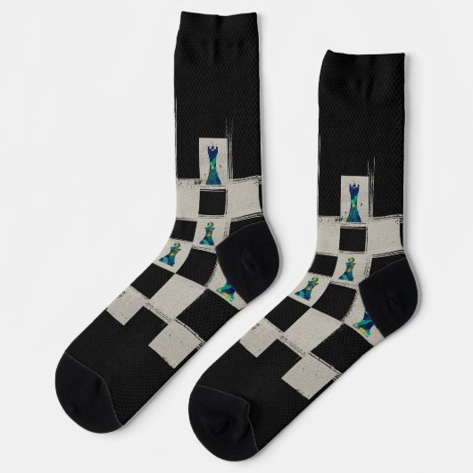 チェス盤とマーブルチェスのピースの構成 ソックス (左)