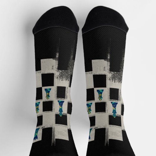 チェス盤とマーブルチェスのピースの構成 ソックス (上部)