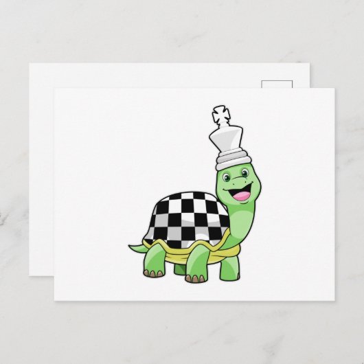 チェス盤と王様とカメのチェス ポストカード (正面/裏面)