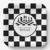 チェス盤と駒 ゲームナイト ハッピーバースデー ペーパープレート (正面)