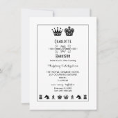 チェス盤のキングとクイーンを使ったゲームの夜の結婚式 招待状 (正面)