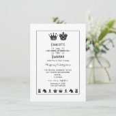 チェス盤のキングとクイーンを使った夜の結婚式 招待状 (スタンド正面)