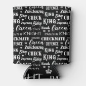 チェス盤のゲームパターンモノクロ 缶クーラー (正面)