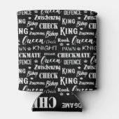 チェス盤のゲームパターンモノクロ 缶クーラー (裏面)