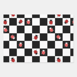 チェス盤のレディバード ラッピングペーパーシート