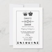 チェス盤の王と女王のゲームイブニングウェディング 招待状 (正面)