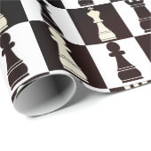 チェス盤の白黒パターン包装紙 ラッピングペーパー (ロールコーナー)