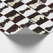 チェス盤の白黒パターン ラッピングペーパー (角)