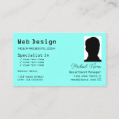 チェス盤の白黒モダンティール(緑がかった色)と写真 名刺 (裏面)