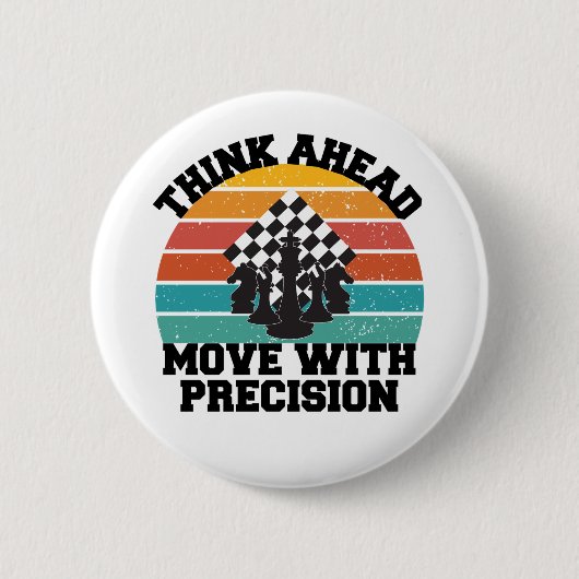 チェス盤の駒の戦略の精度マインドゲーム 缶バッジ (正面)