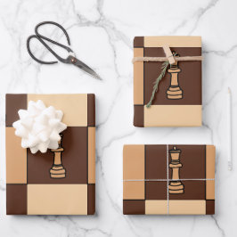 チェス盤の駒 ラッピングペーパーシート